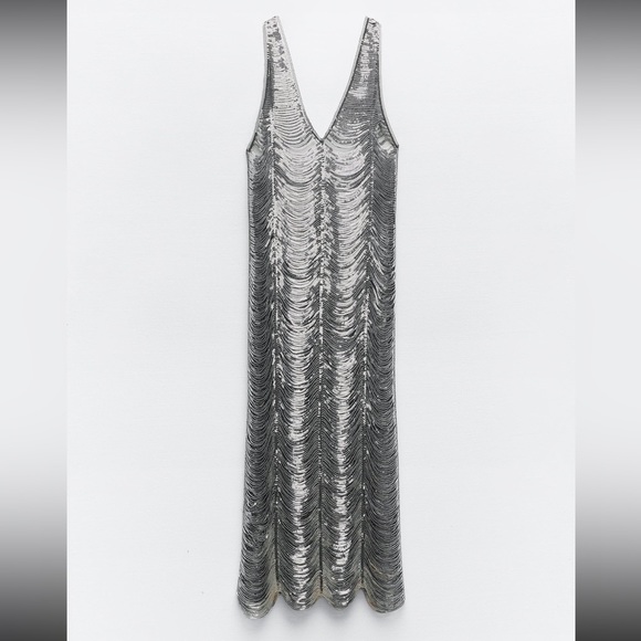 ZARA SEQUIN SILVER DRESS bloggers favorite - Picture 9 of 13